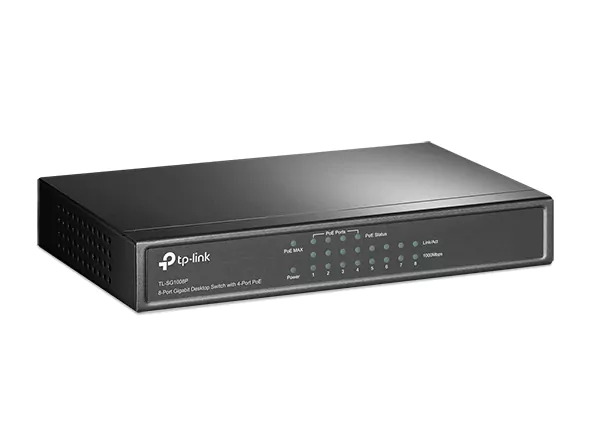 Switch TP-Link de Mesa Gigabit com 8 Portas (4 Portas PoE) TL-SG1008P